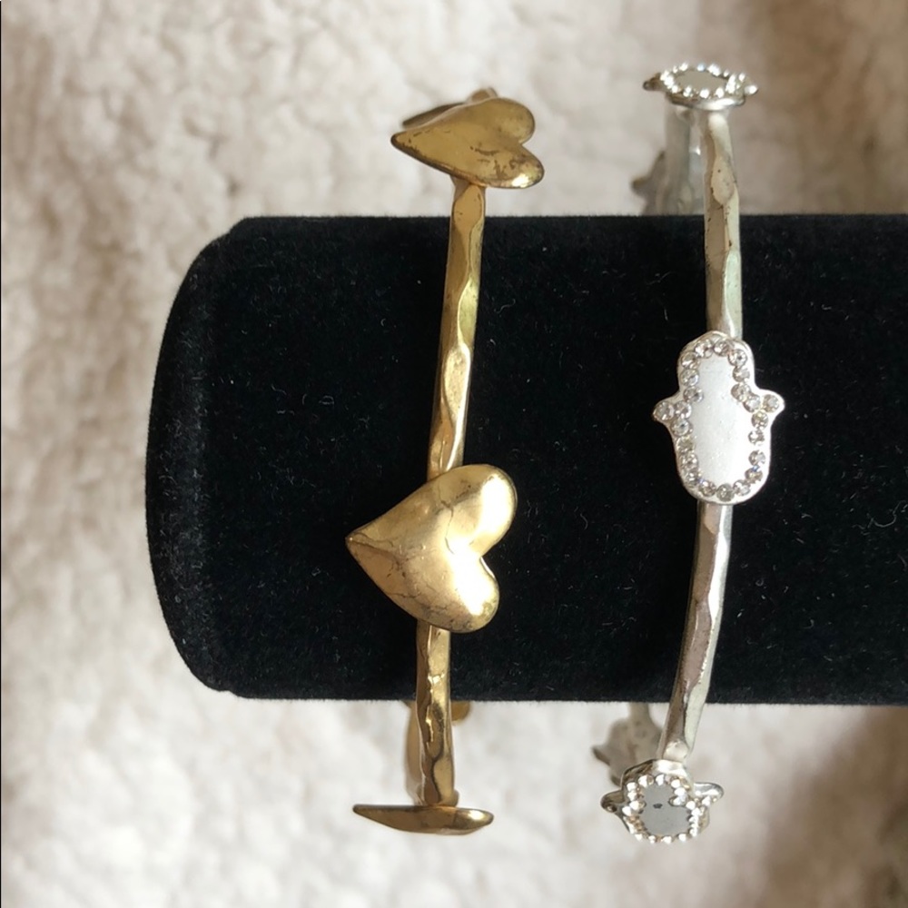 Silver Hamsa & Gold Heart Bracelets